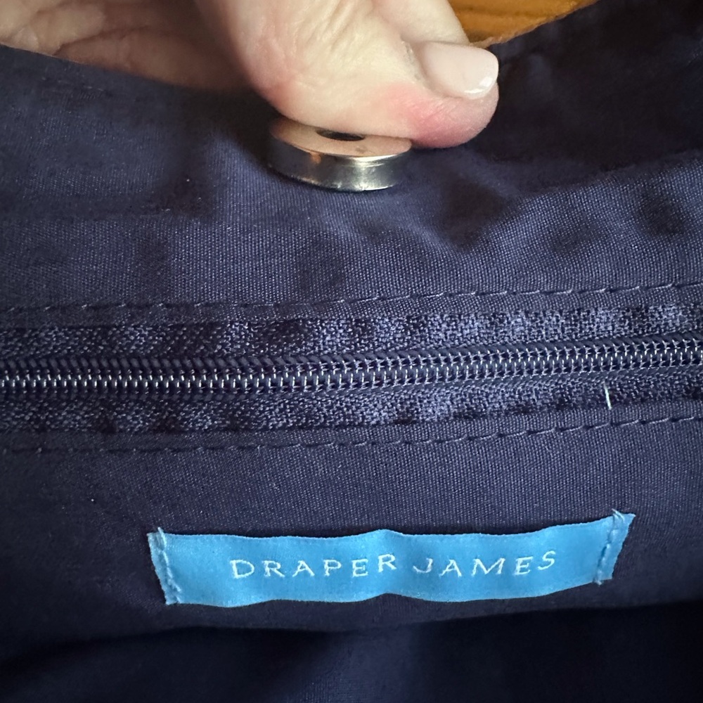 Draper James Tan Woven Tote with Navy Floral Scarf - Picture 6 of 6
